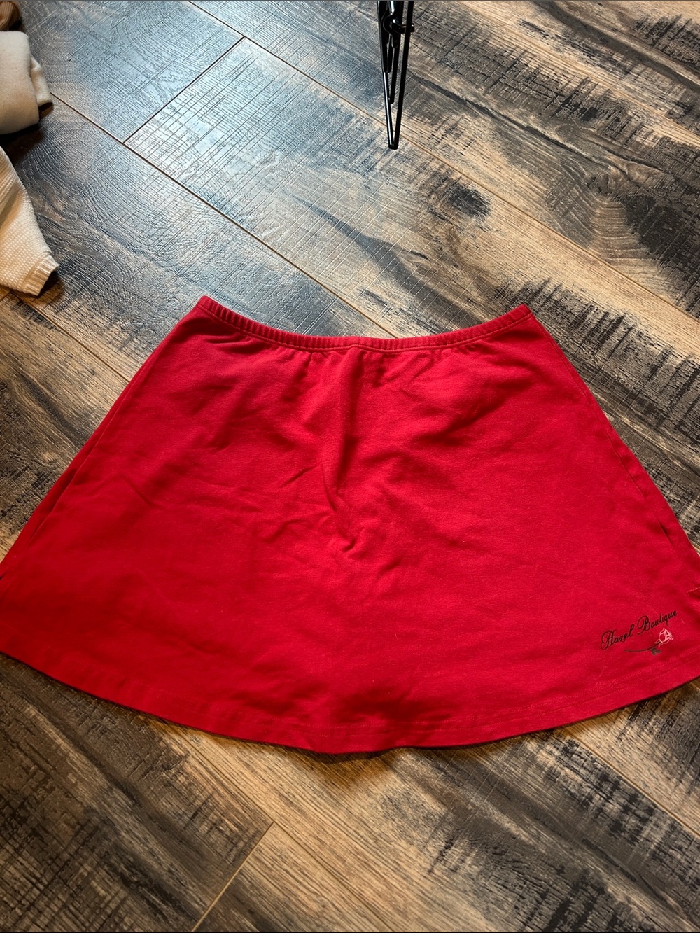 Joyful Basics Red A-Line Skirt with Subtle Logo